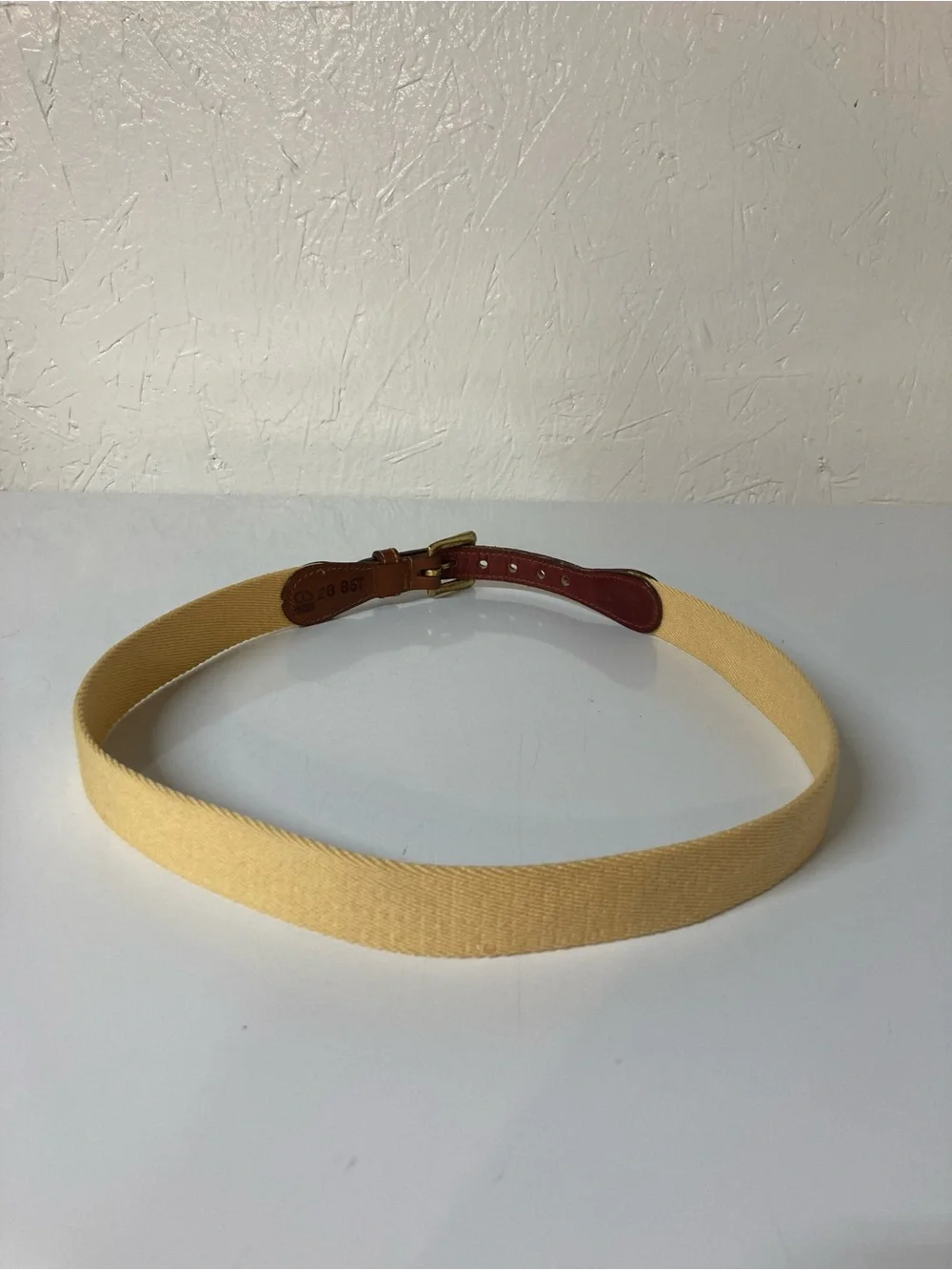 Dooney & Bourke Beige Canvas Belt with Brown Leather Trim Size 28